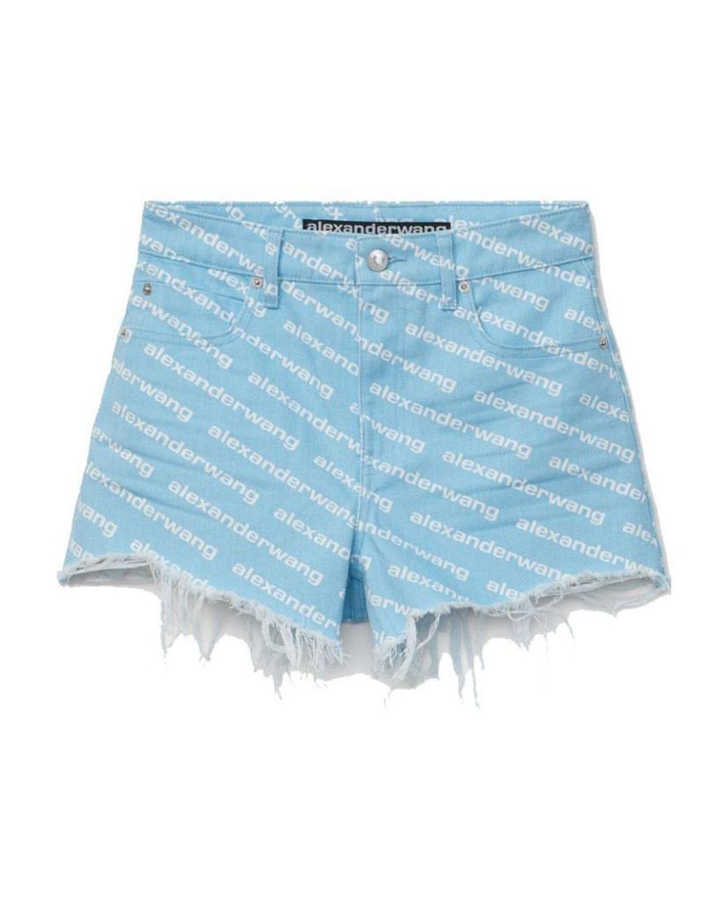 Alexander Wang Blue Bite High Rise Denim Shorts