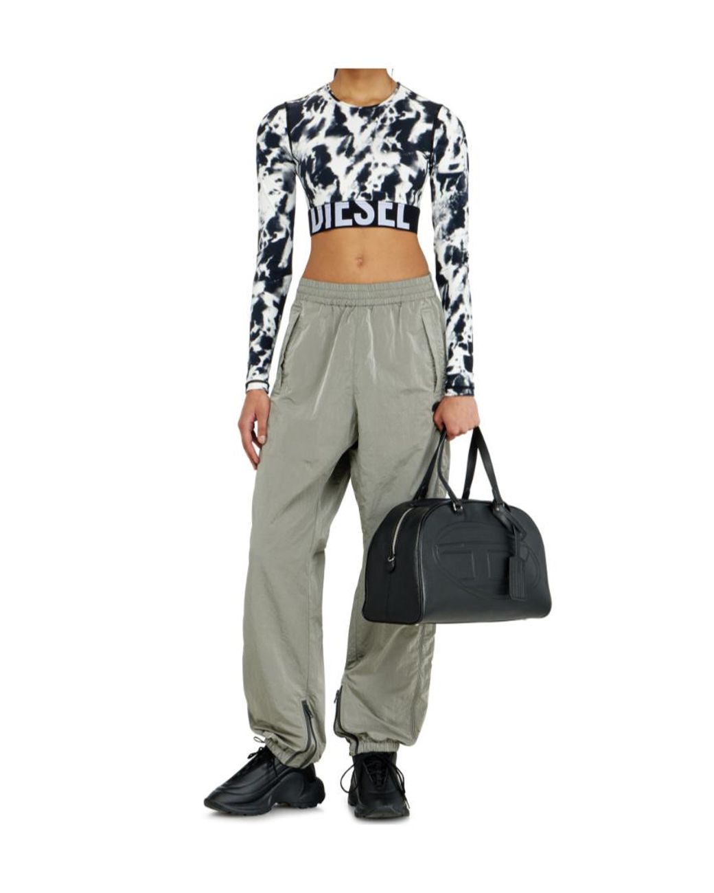 DIESEL Gray Melissa-D-Pop Logo Cropped Top