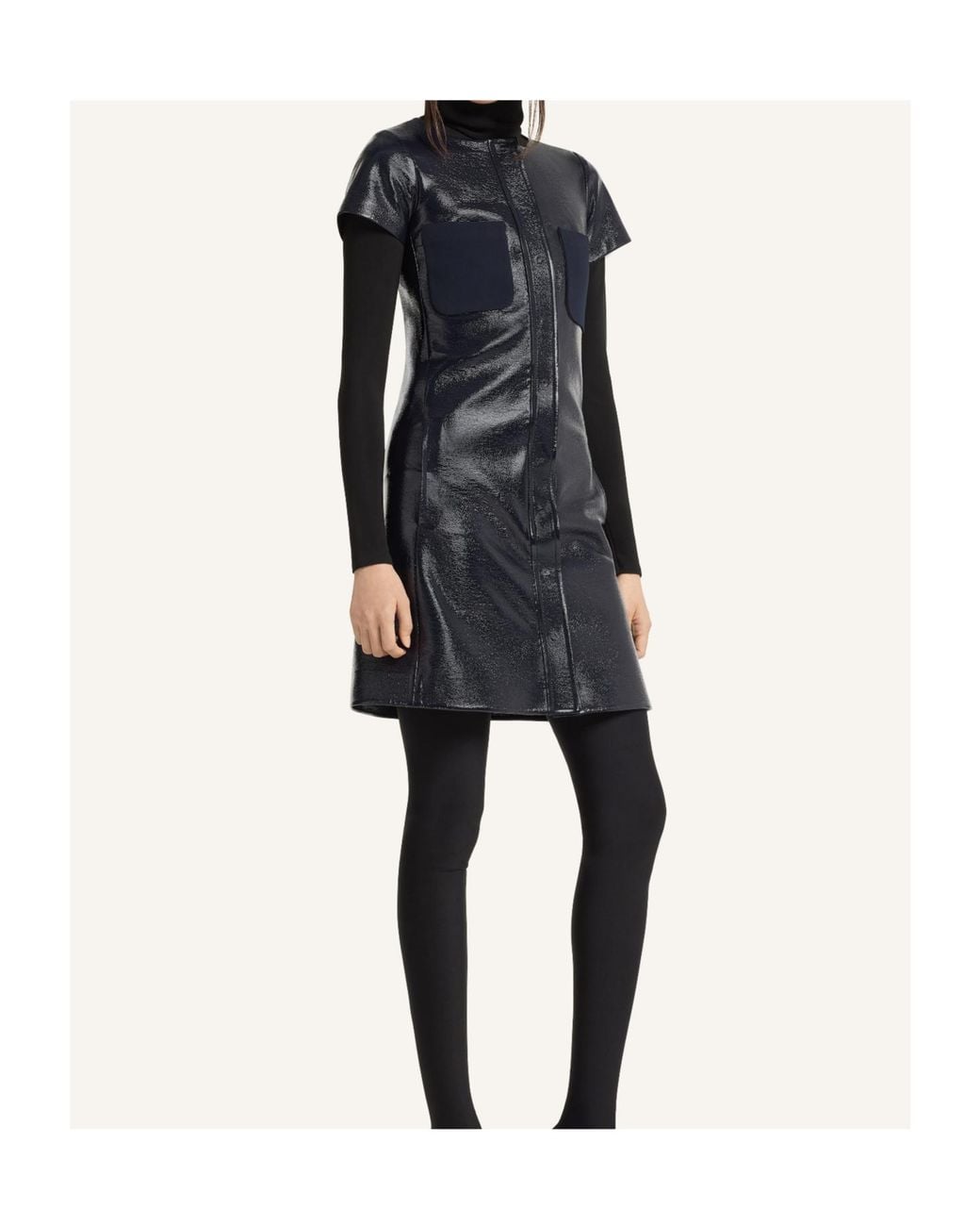 Courreges Black Vinyl Patch-Pocket Mini Dress