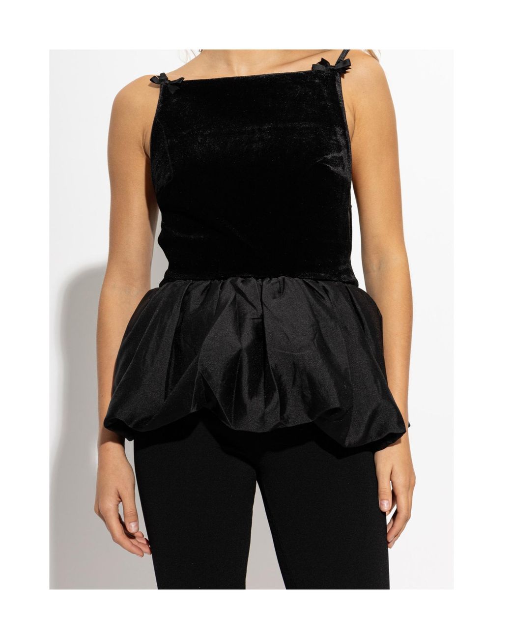 Self-Portrait Black Velvet Peplum Top