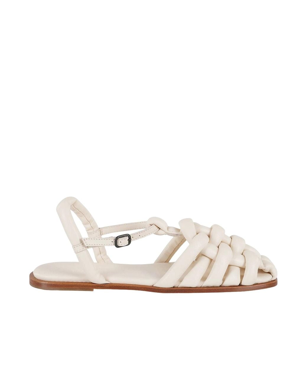 Hereu White Cabersa Braided Strap Sandals