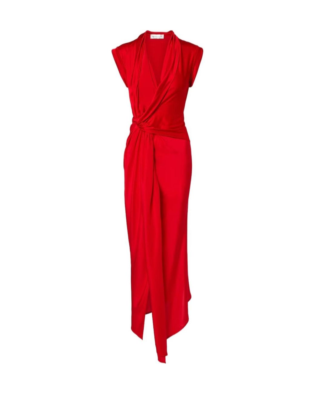 Victoria Beckham Gathered Silk-Trimmed Jersey Maxi Dress