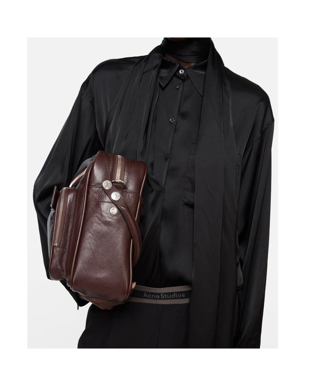 Acne Black Layered Satin Blouse