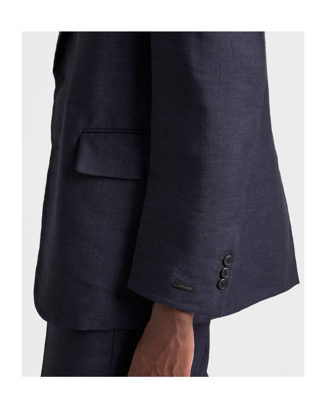 Prada Blue Single-Breasted Linen Blend Jacket for men