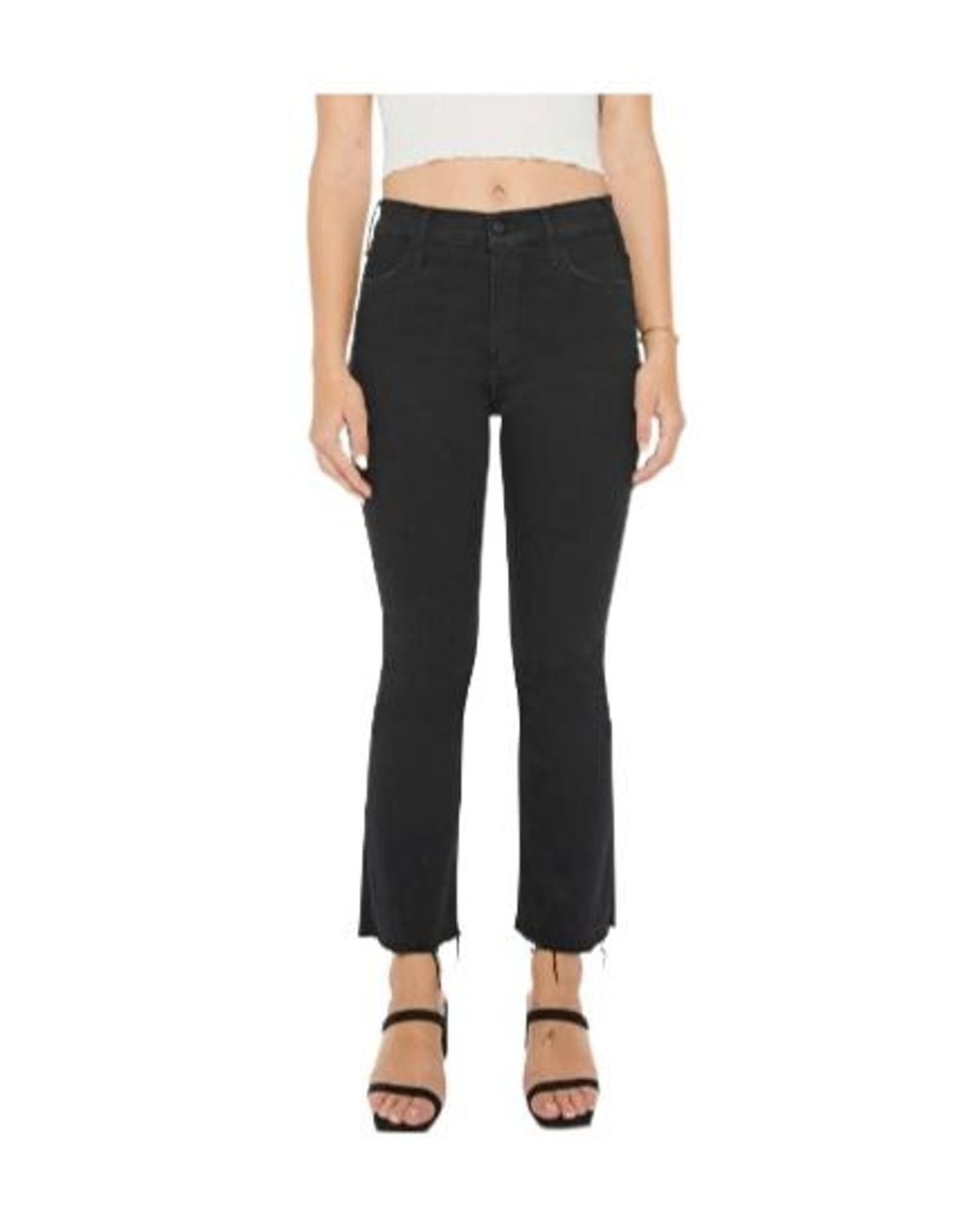 Mother Black Petites The Lil Hustler Ankle Fray Pants