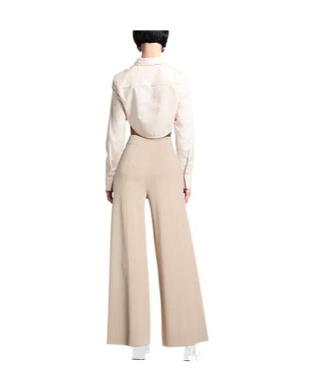 Max Mara Natural Loose Knitted Wide-Leg Pants