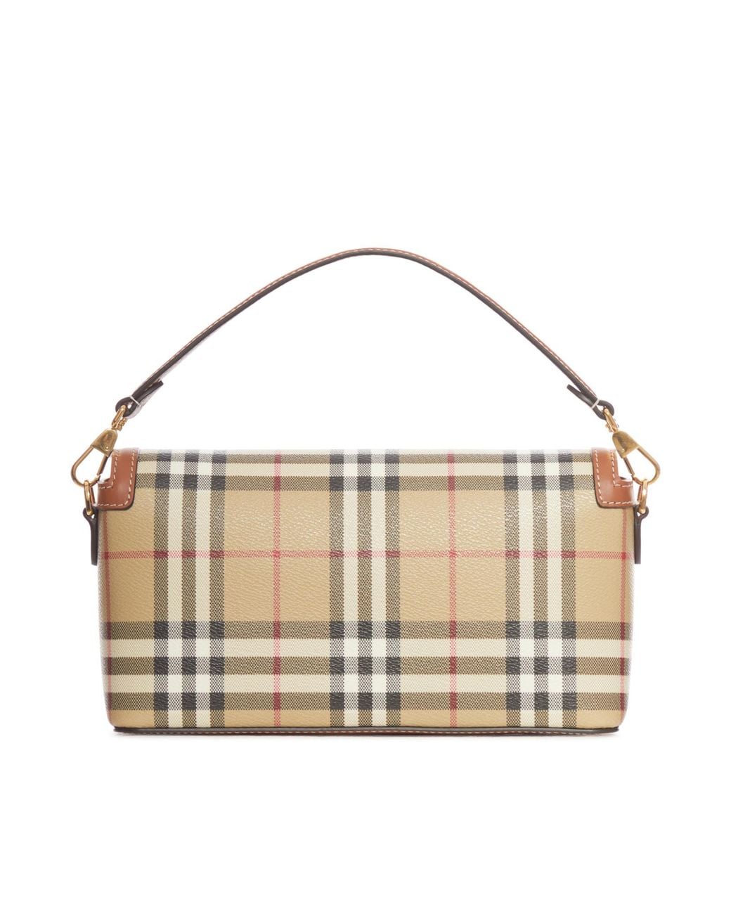 Burberry White Checked Foldover Top Tote Bag