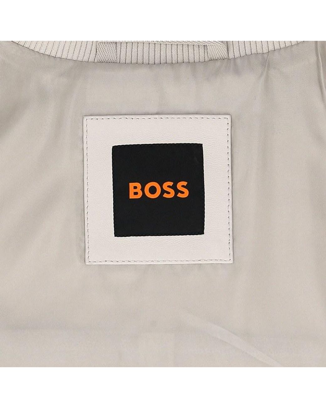 Boss Gray Leather Bomber Jacket for men