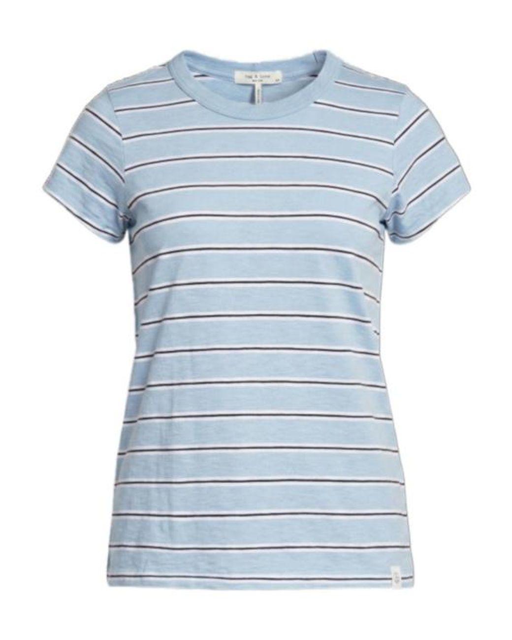 Rag & Bone Blue Striped Printed Crewneck T-Shirt