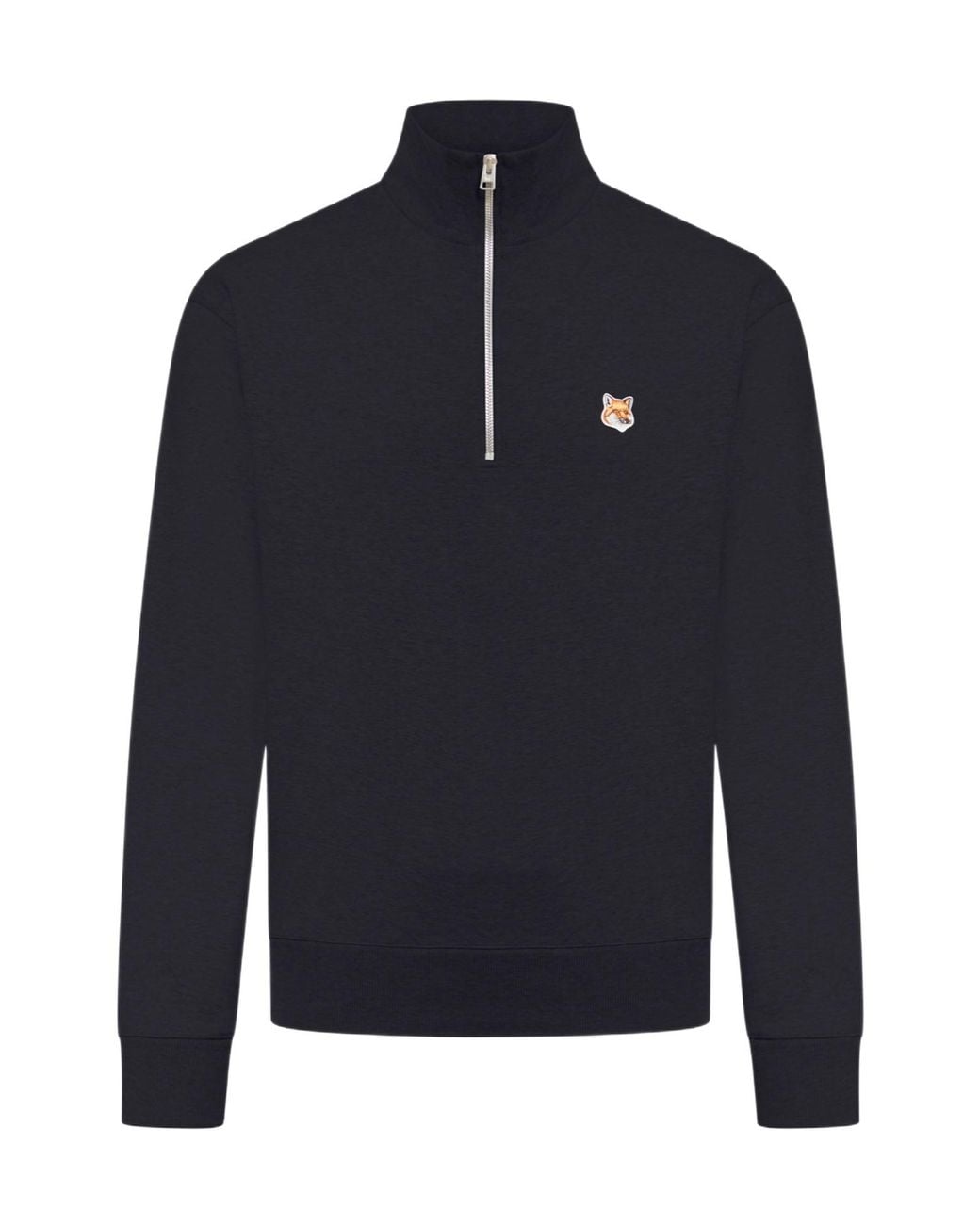Maison Kitsuné Blue Maison Kitsuné Fox Head Patch Half-Zip Sweatshirt for men