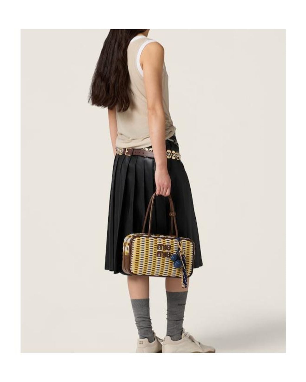 Miu Miu Natural Ribbed Jersey Tank Top