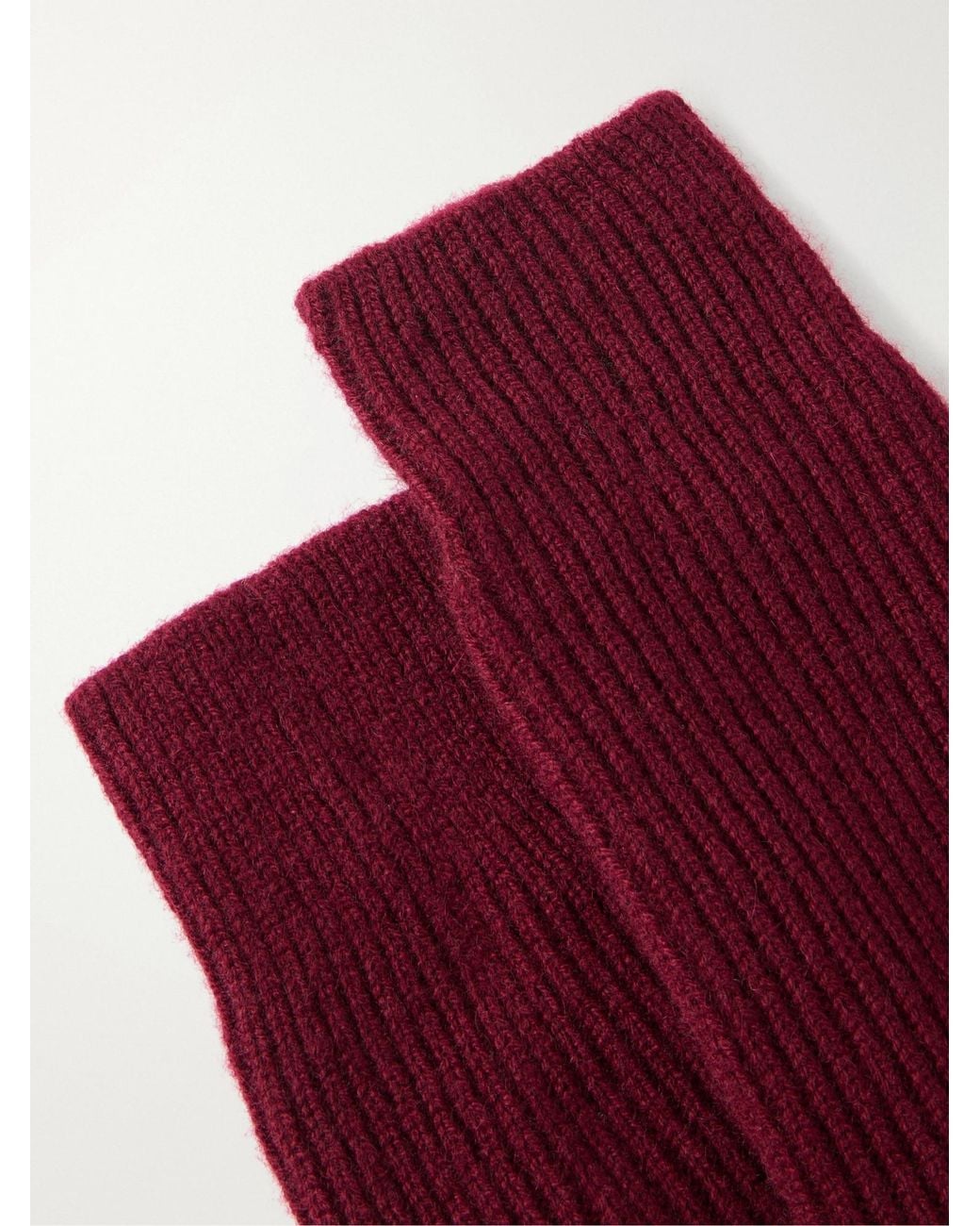 Lisa Yang Red Ribbed Cashmere Socks