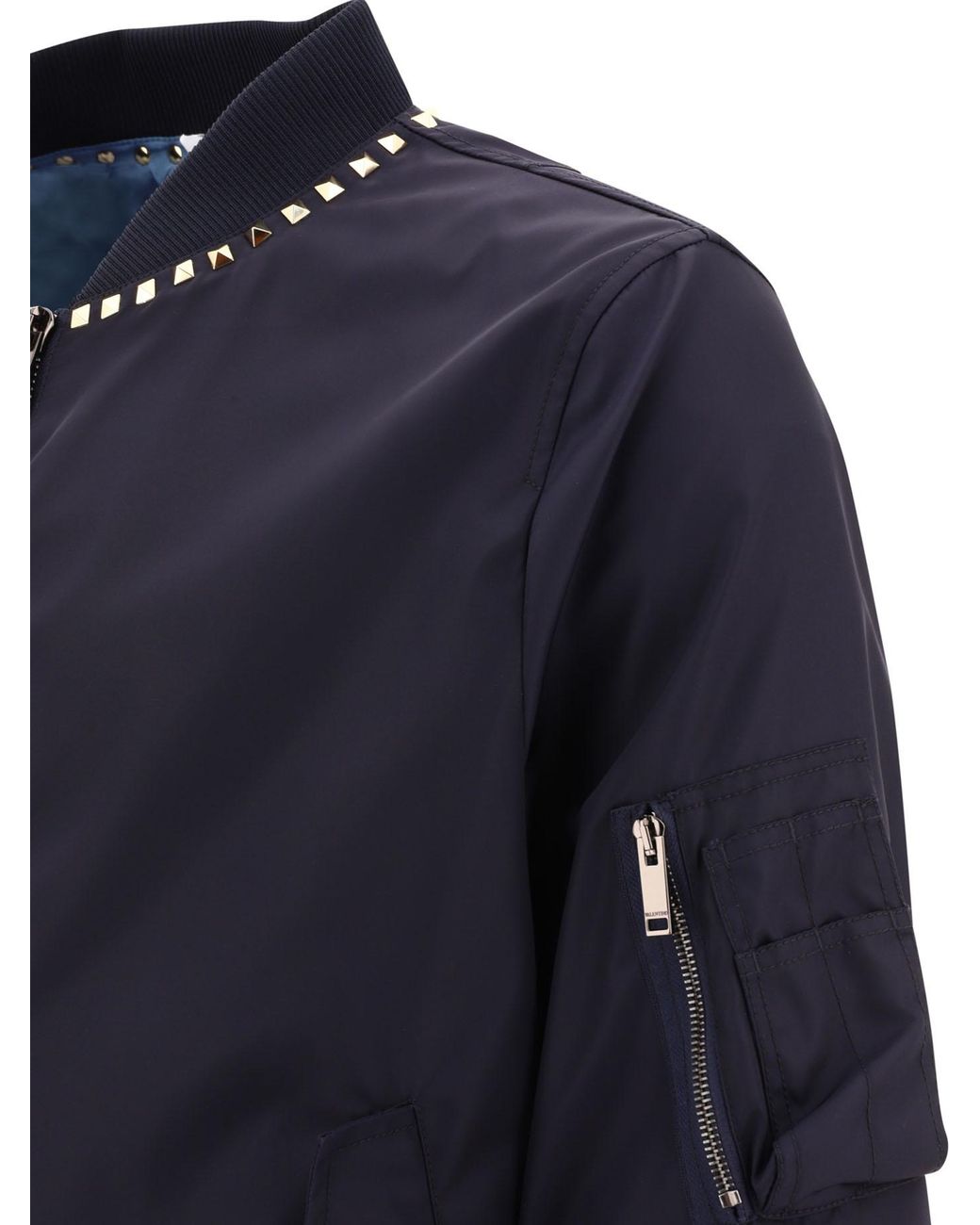Valentino Blue Zip-Up Long-Sleeved Bomber Jacket for men