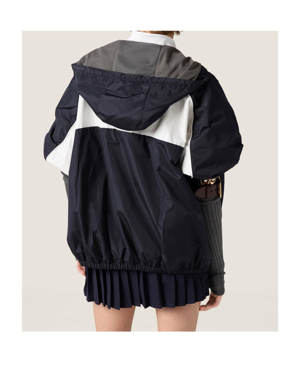 Miu Miu Black Technical Poplin Hoodie Jacket