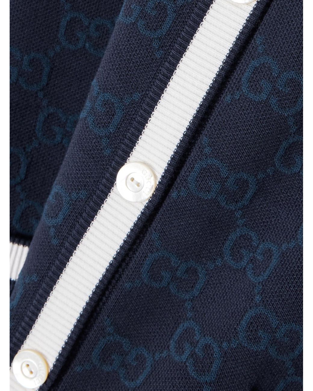 Gucci Blue Gg Jacquard Cardigan