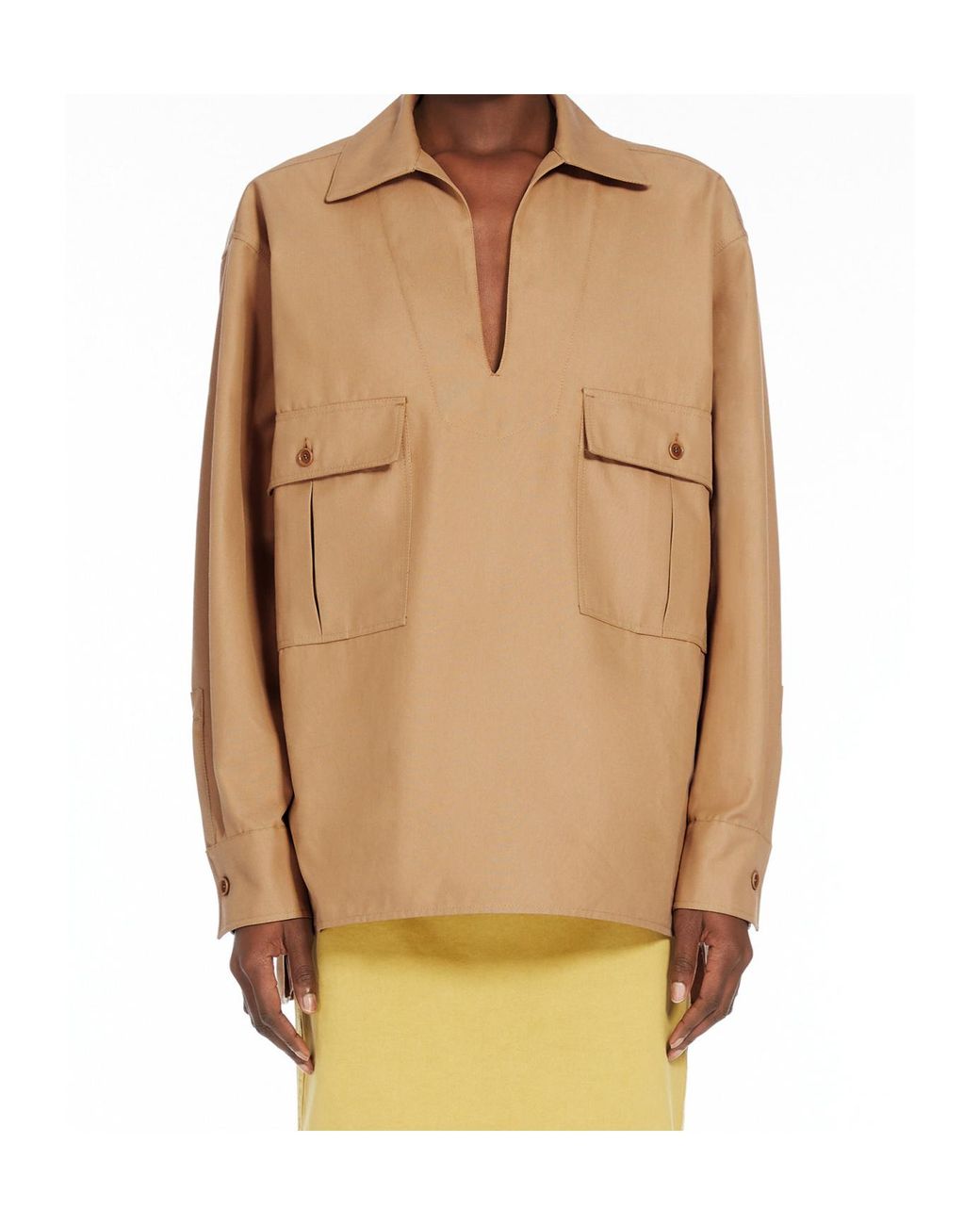 Max Mara Natural V-Neck Long-Sleeved Top