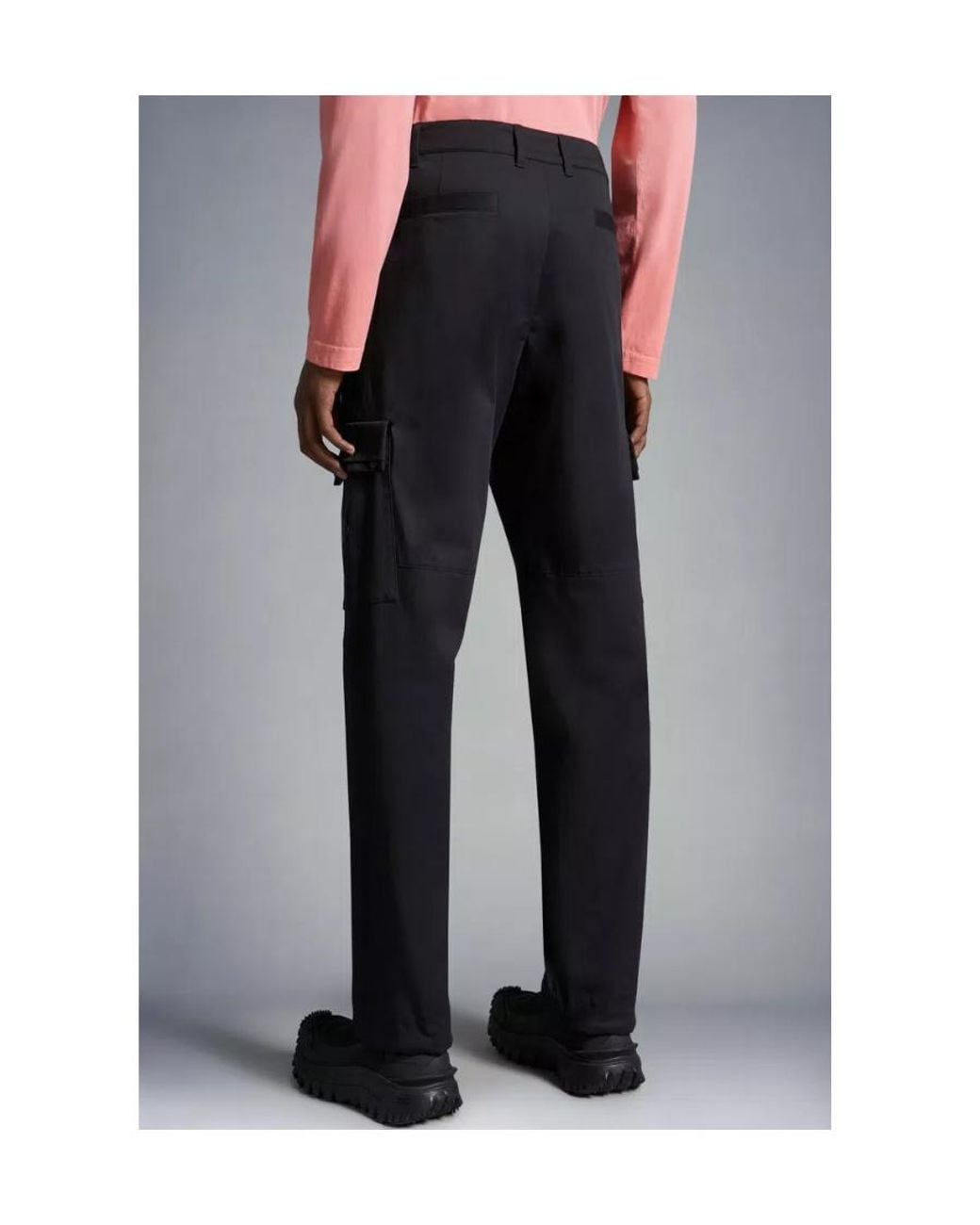 Moncler Black Stretch Gabardine Cargo Trousers for men