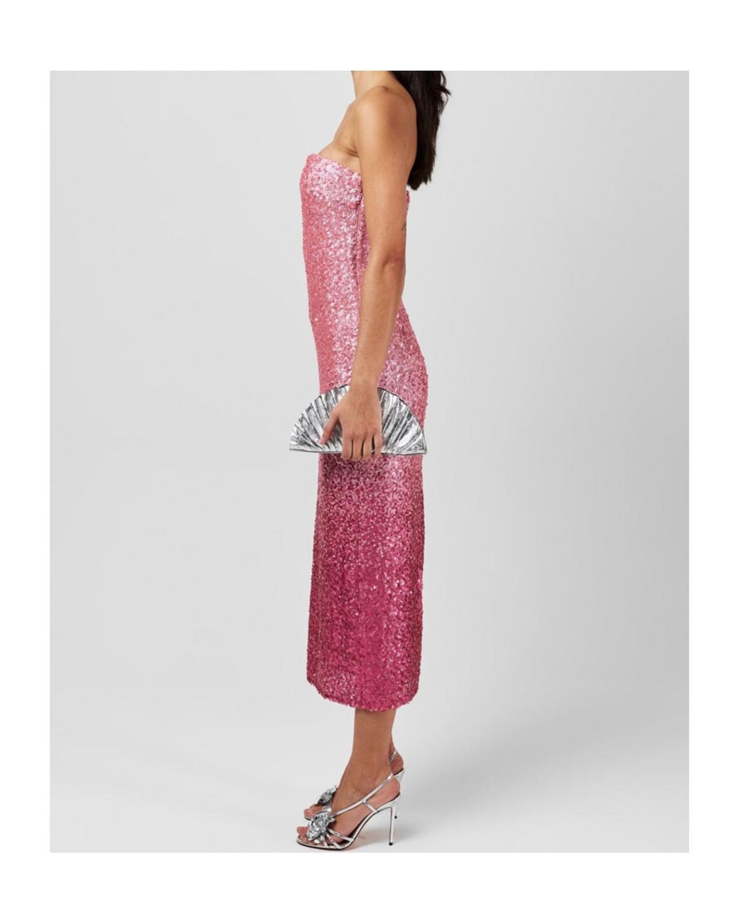 LoveShackFancy Pink Stasia Sequined Ombré Midi Dress