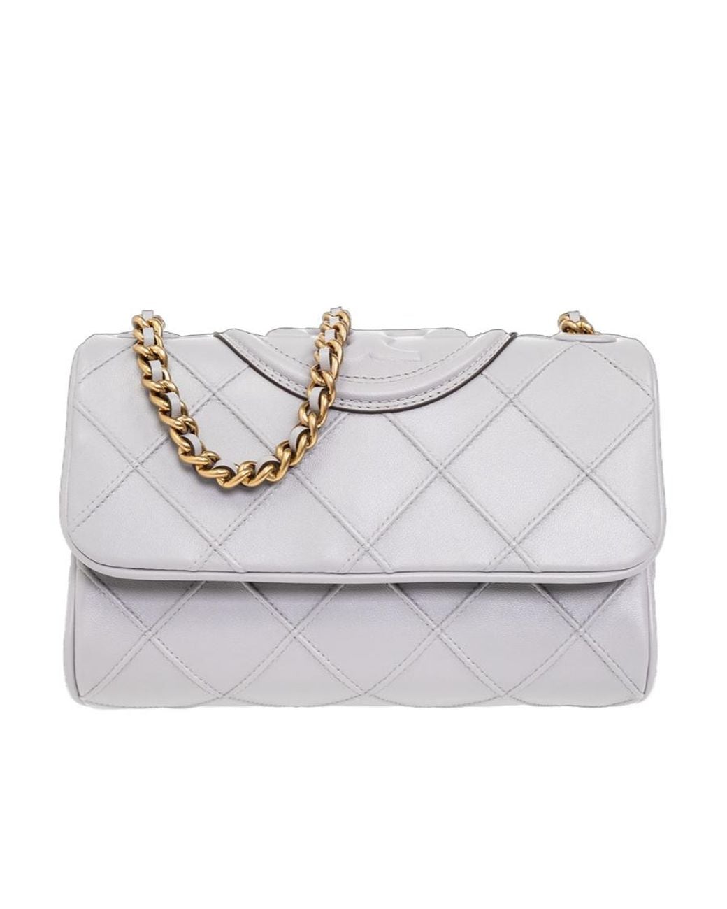 Tory Burch Gray Fleming Convertible Foldover Small Shoulder Bag
