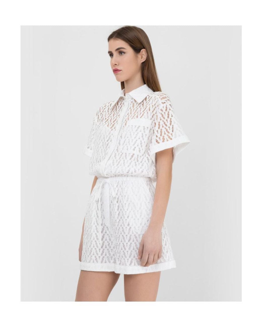 Valentino White Hollowed-Out Pattern Jumpsuit