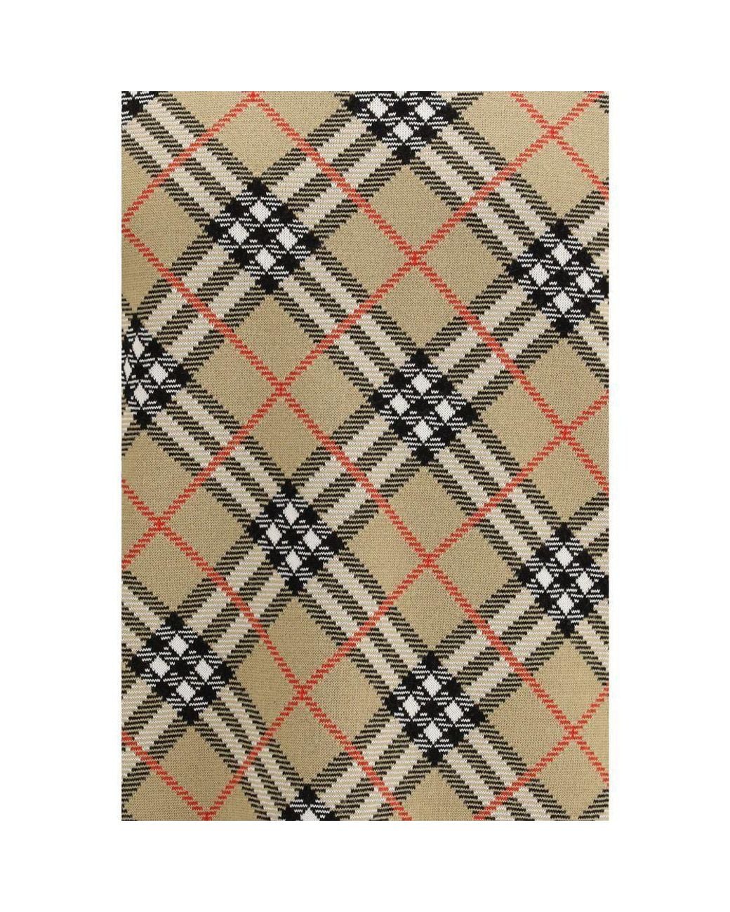 Burberry Brown Checked Crewneck Knitted Jumper for men