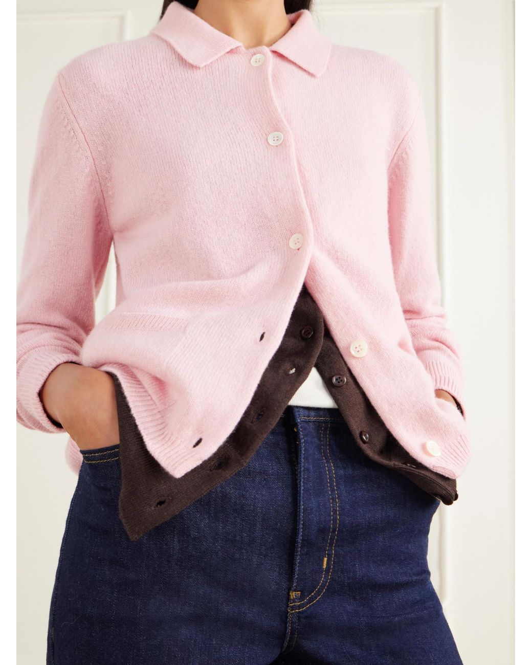 &Daughter Pink Wool Polo Cardigan
