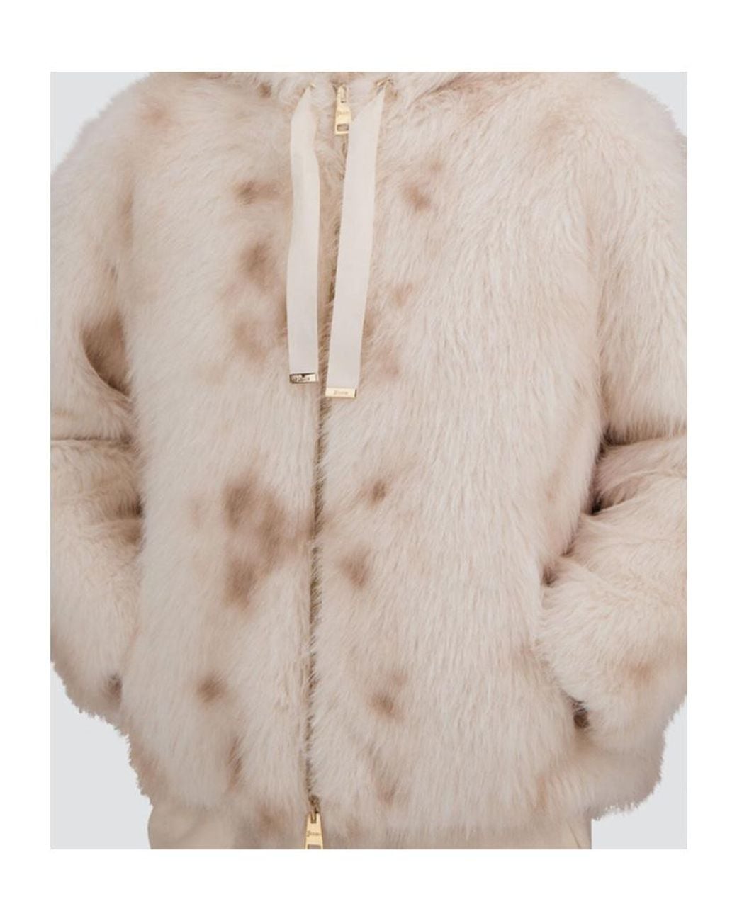 Herno Natural Hooded Faux Fur Zip Coat