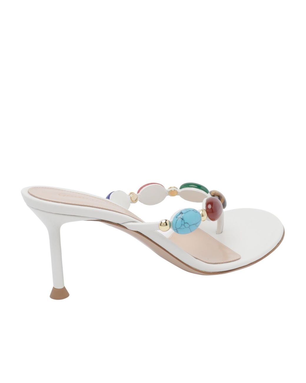 Gianvito Rossi White Shanti Embellished Heeled Sandals