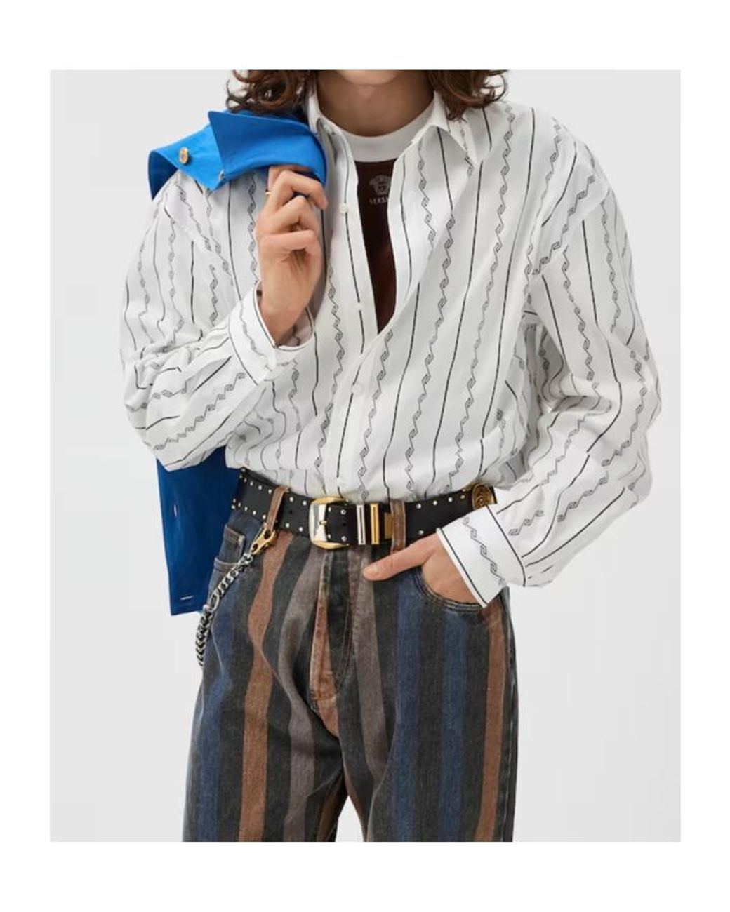 Versace Blue Button-Up Blouson for men