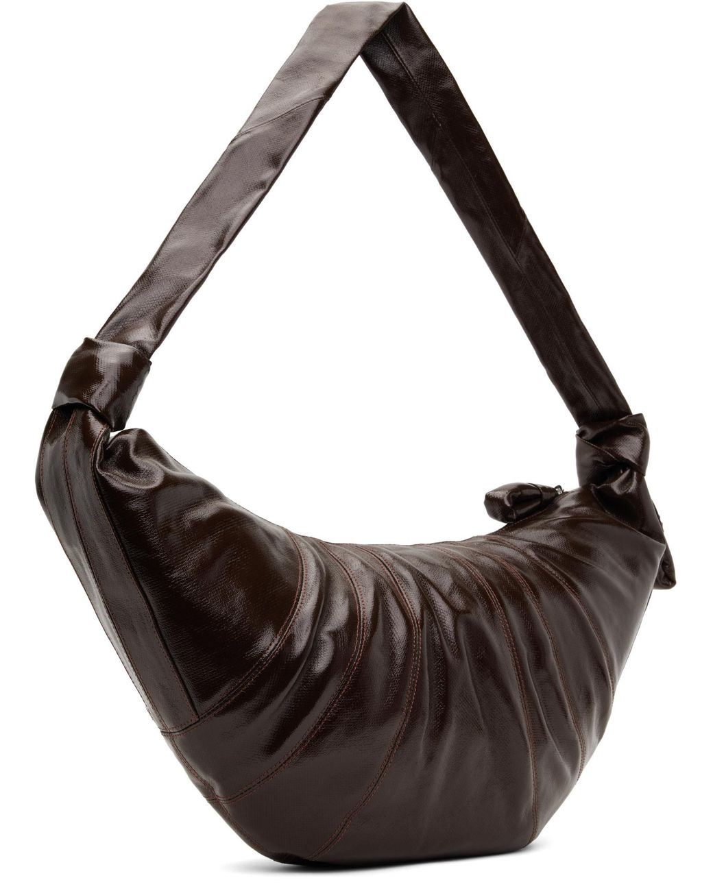 Lemaire Brown Knot Detailed Large Croissant Shoulder Bag