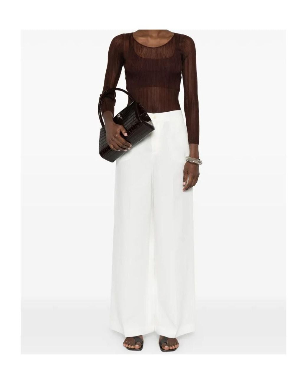 Twinset White Wide-Leg Tailored Trousers