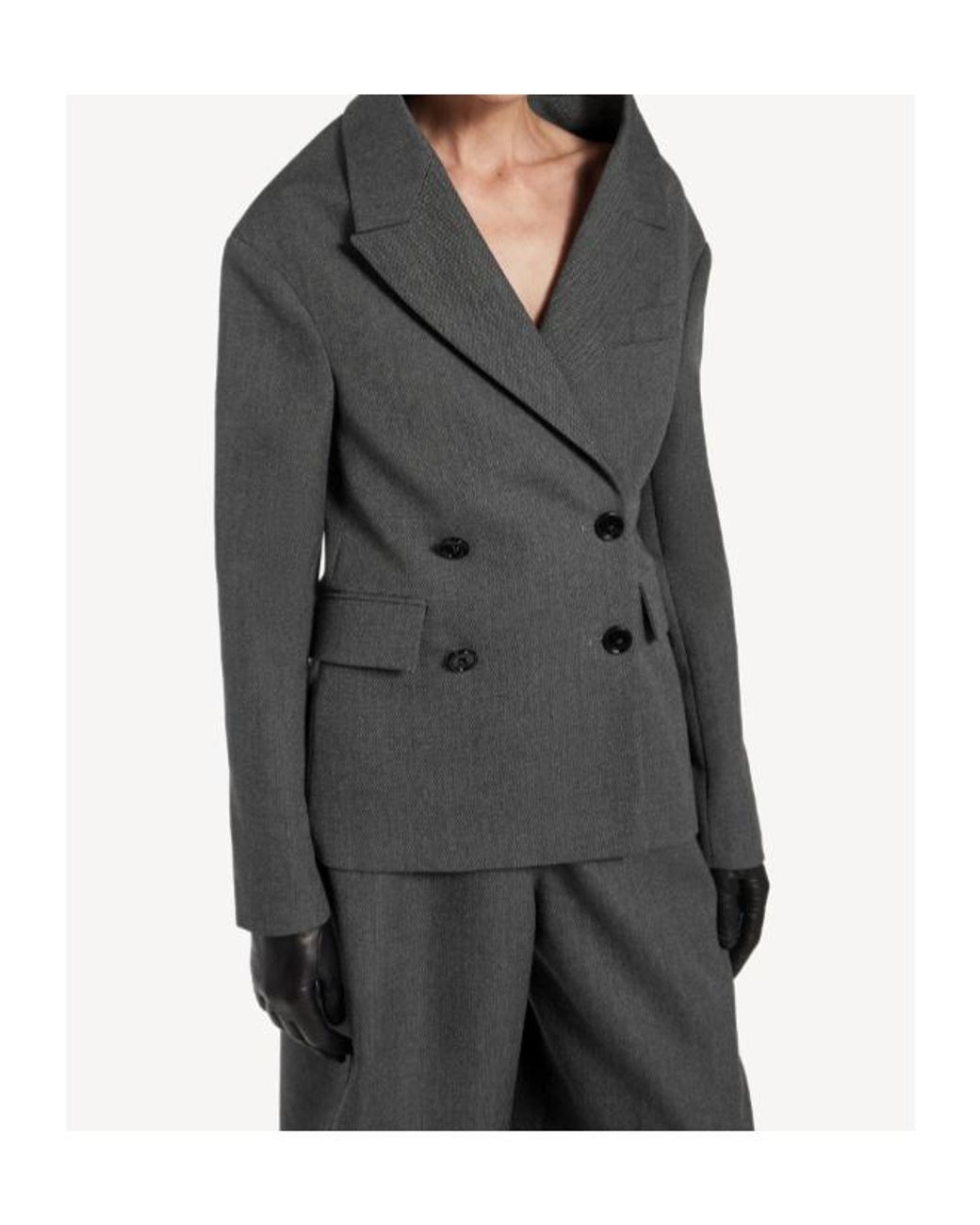 Balenciaga Gray Double-Breasted Tailored Blazer