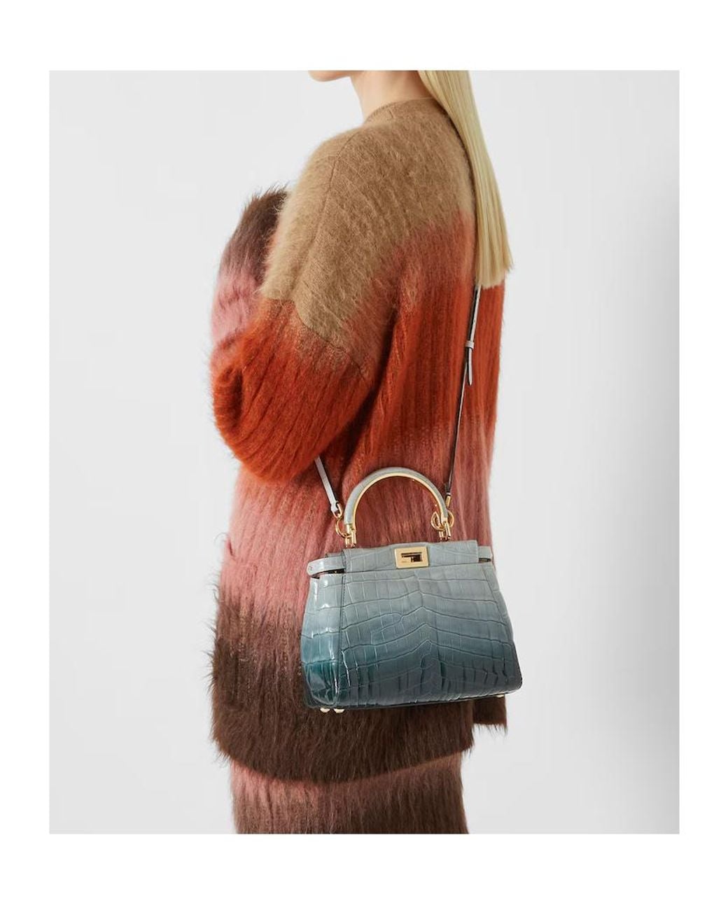 Fendi Blue Gradient Crocodile Bag