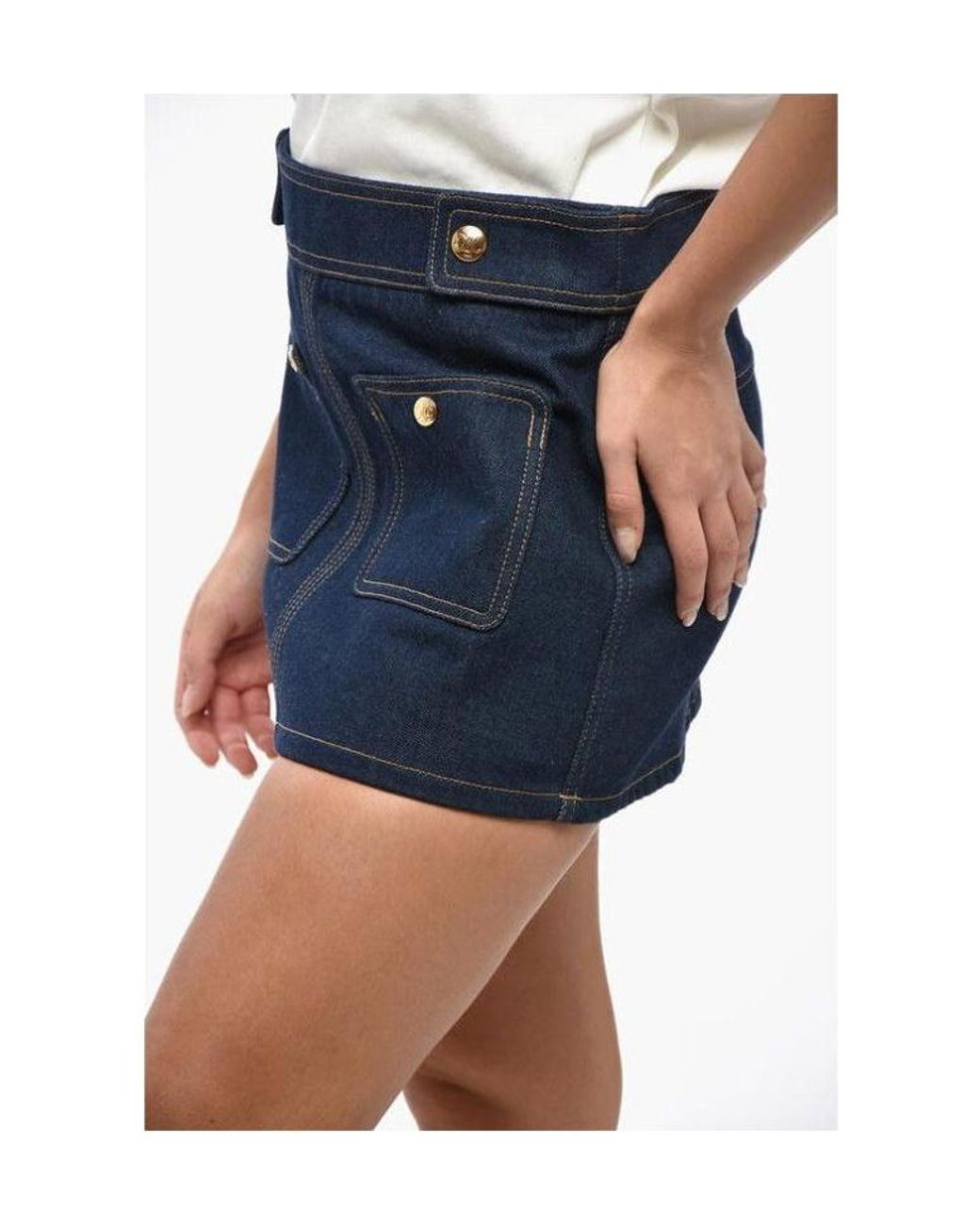 Céline Blue Trapeze Mini Skirt