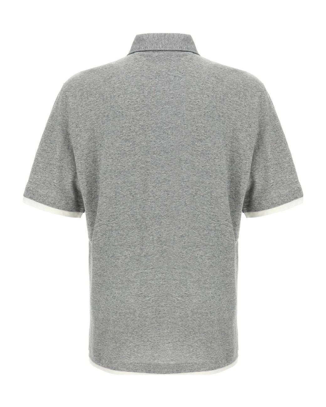 Brunello Cucinelli Gray Layered Button-Up Polo Shirt for men