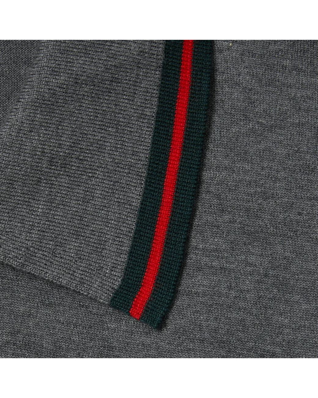 Gucci Gray Stripe Collared Short-Sleeve Polo Shirt for men