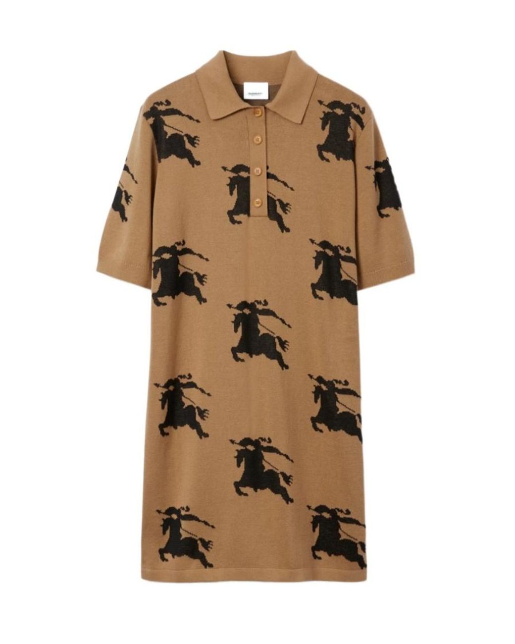 Burberry Natural Ekd-Print Jacquard Shirt Dress