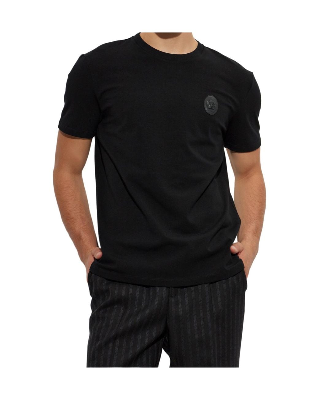Versace Black Medusa Patch Crewneck T-Shirt for men