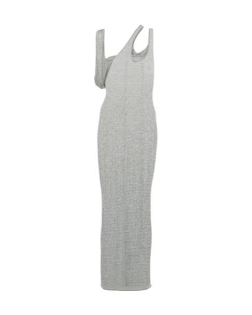 The Attico White Embellished Jersey Midi Dress
