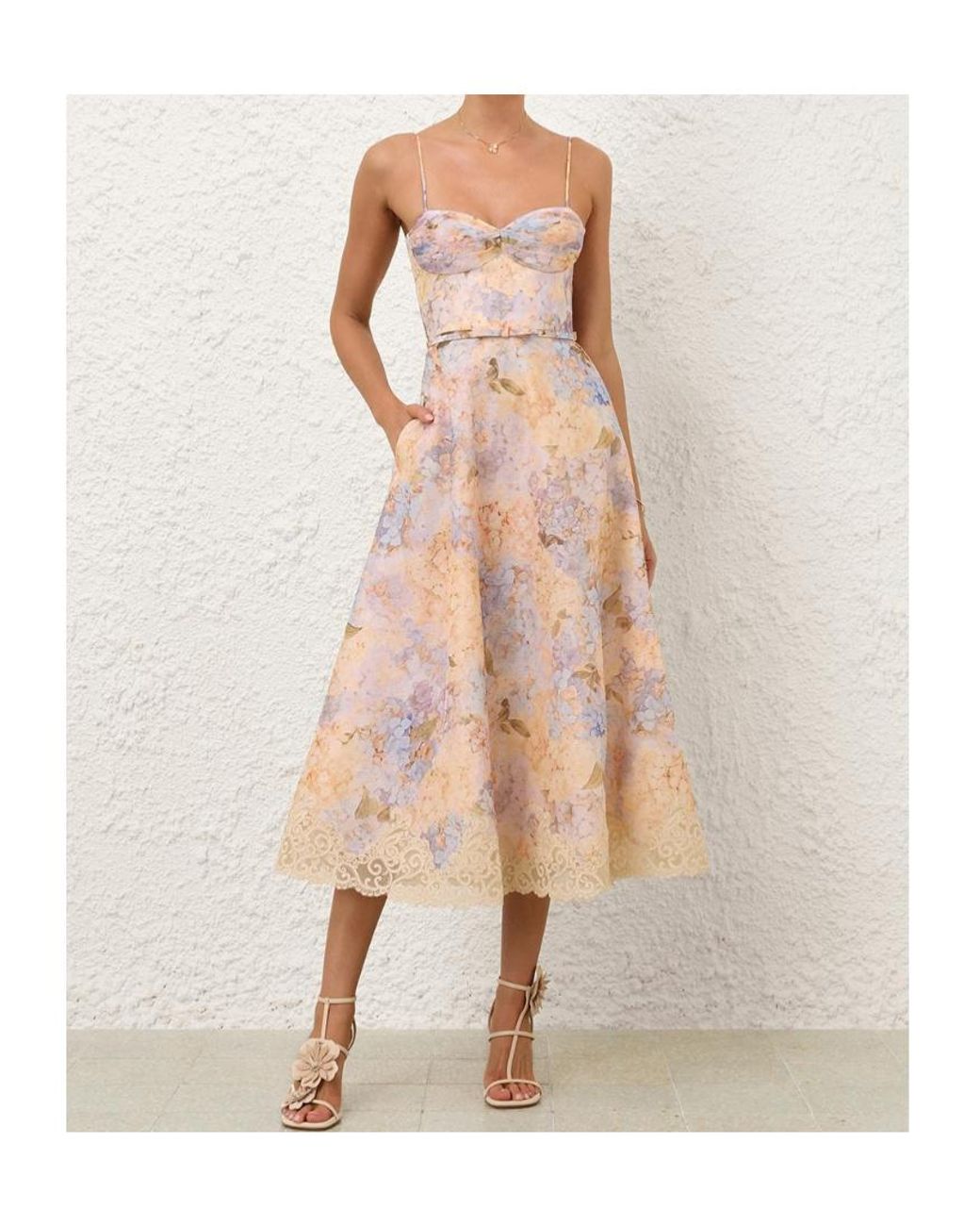 Zimmermann Pink Valiant Tucked Midi Dress