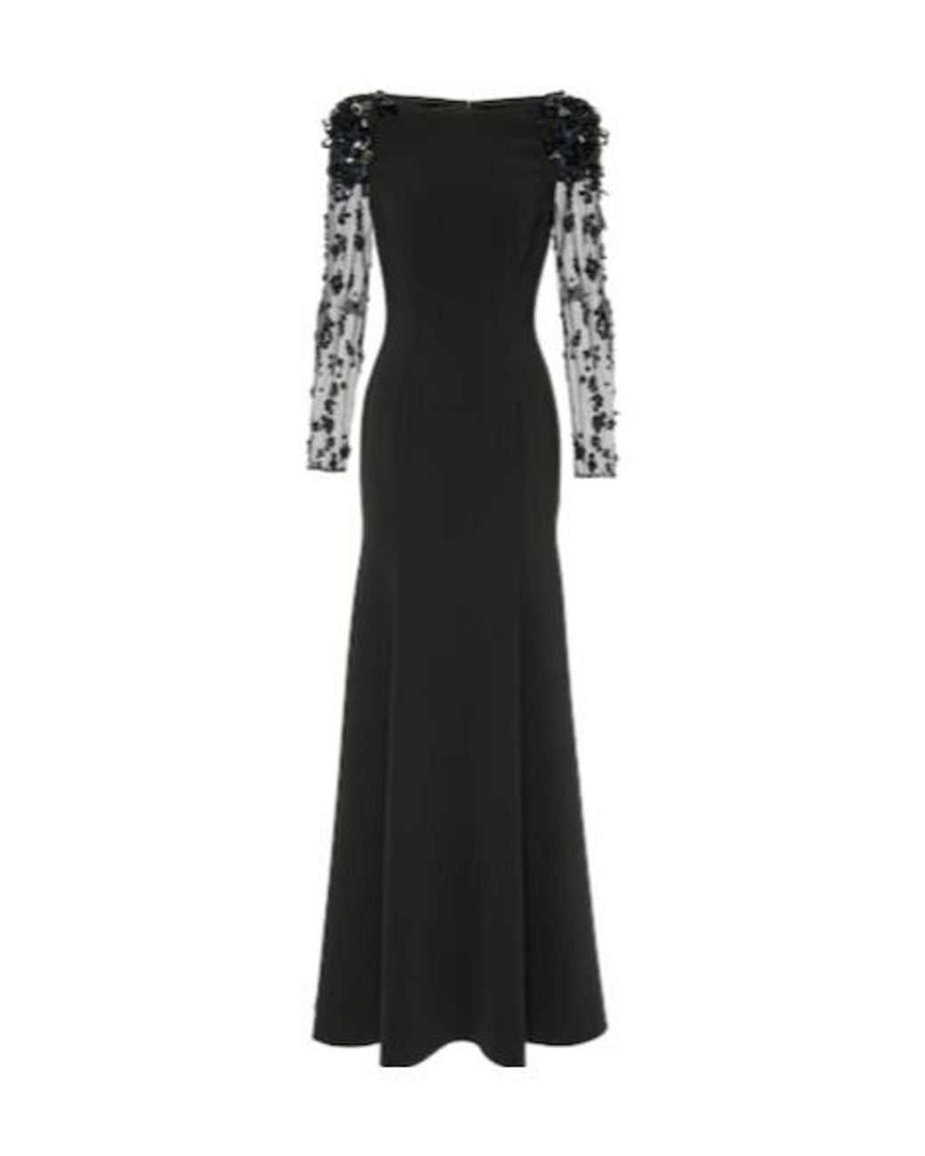 Jenny Packham Black Adella Embellished Crêpe Gown