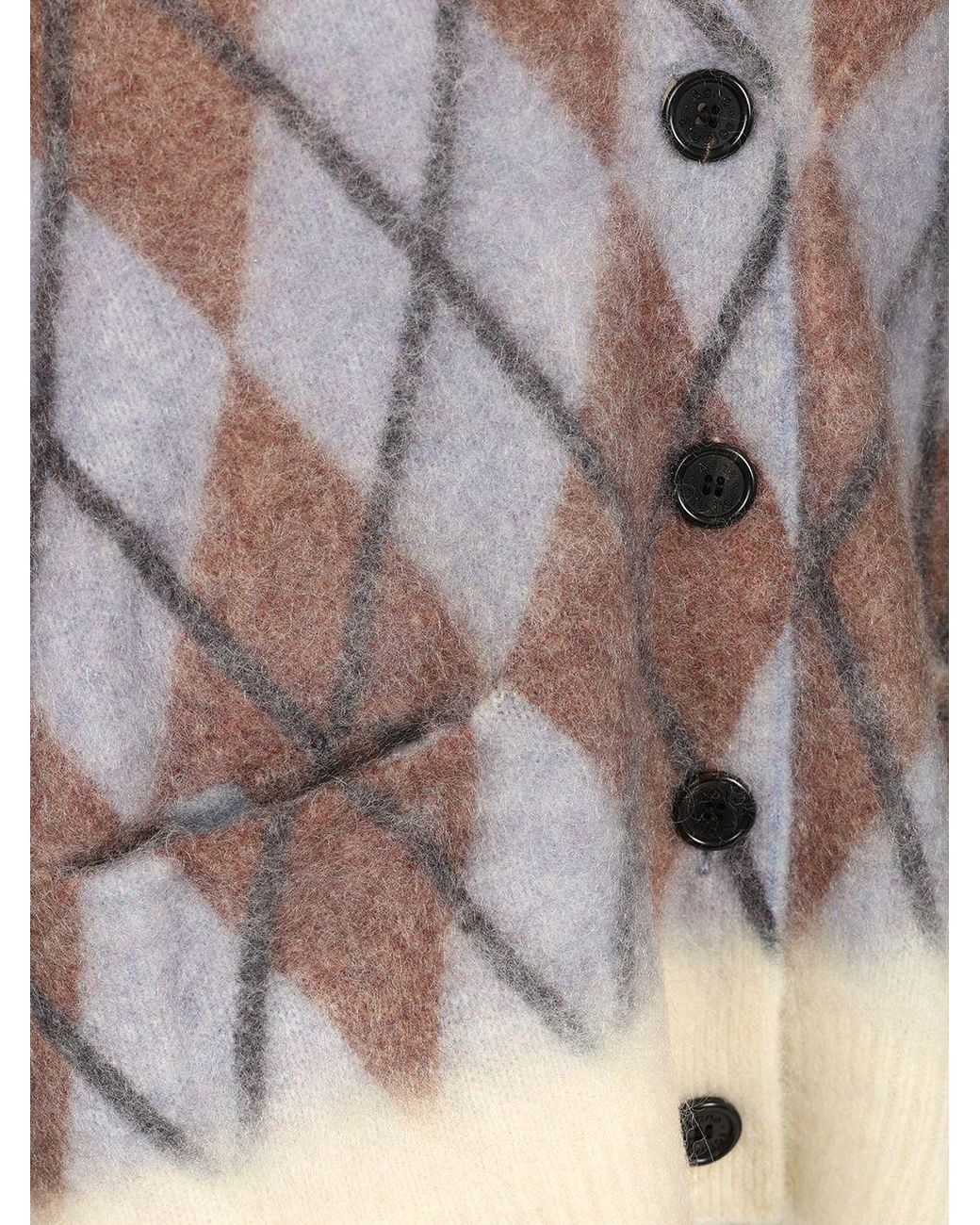 Acne Blue Argyle-Pattern Cardigan