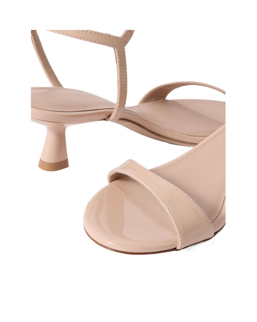 Stuart Weitzman Natural Patent Leather Low Heel Shoes