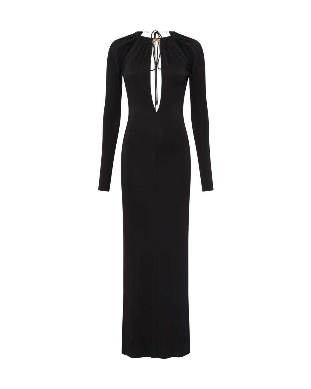 MARINE SERRE Black Draped Jersey Ls Long Dress