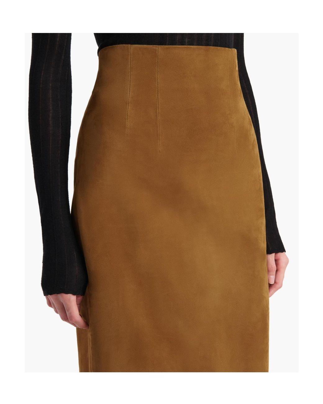 Khaite Natural Suede Maxi Skirt