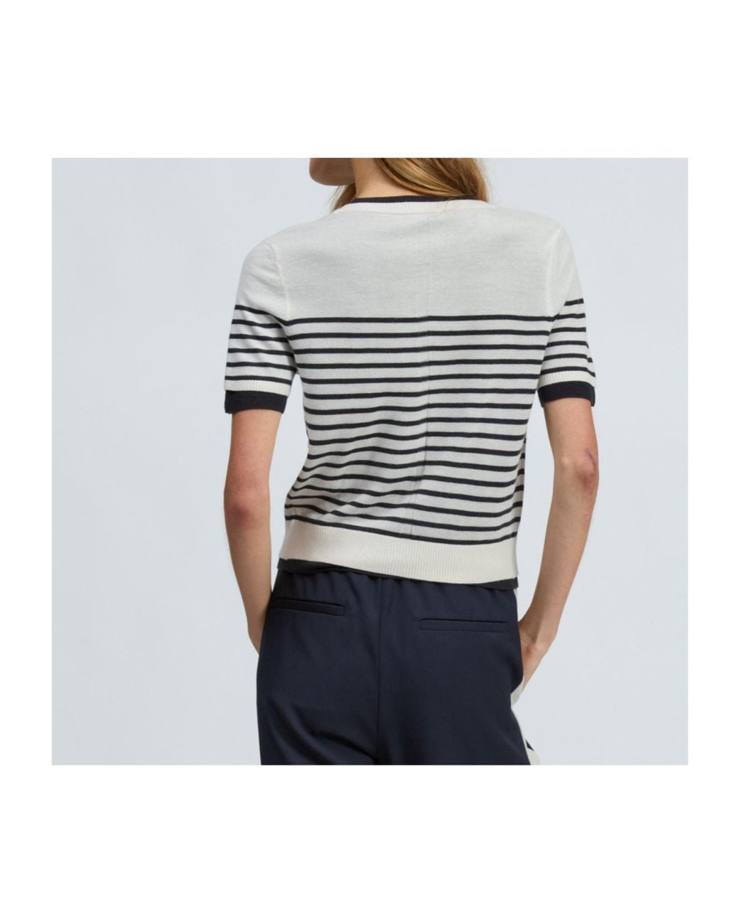 Rag & Bone Blue Short-Sleeved Striped Cardigan