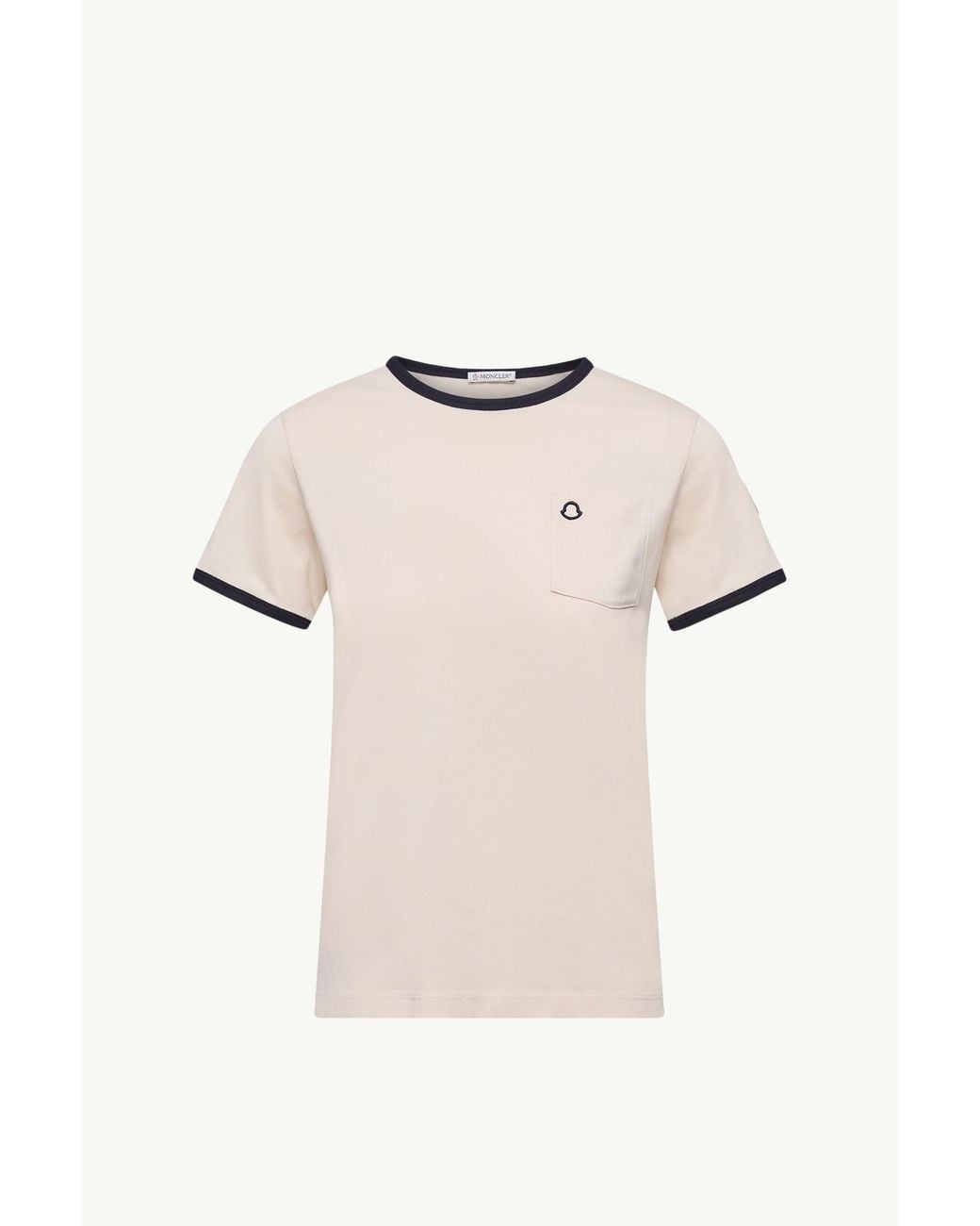 Moncler Natural Logo Embroidered Crewneck T-Shirt