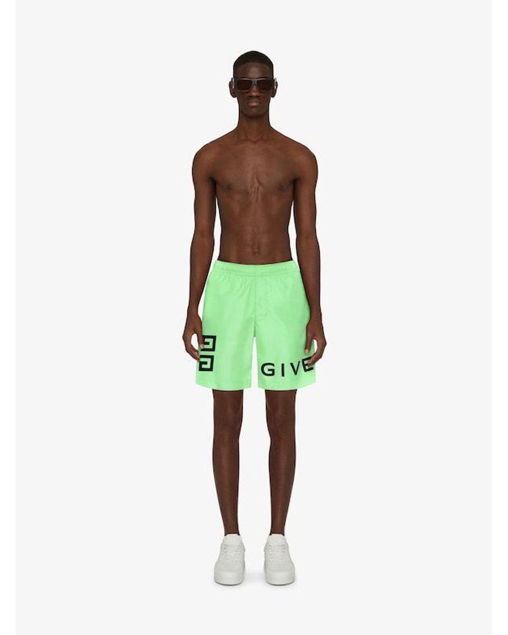 Givenchy Green 4G Long Swim Shorts for men