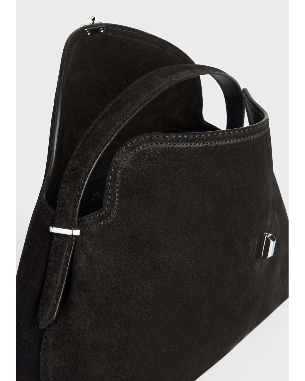 Totême Black Totême Logo Plaque Foldover Top Shoulder Bag