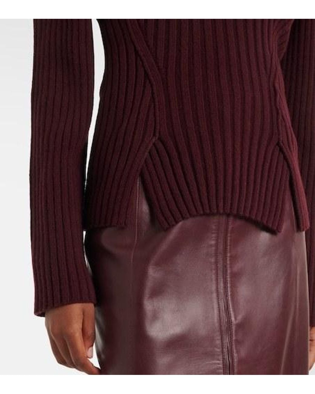 Victoria Beckham Purple Ribbed-Knit Wool And Cashmere Sweater